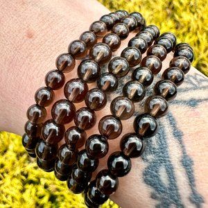 6mm Smoky Quartz Beaded Bracelet